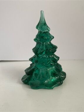 Vintage Fenton Art Glass Green Glass Christmas Tree 4”